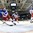 GRAND FORKS, NORTH DAKOTA - APRIL 19: Sweden's Marcus Davidsson #18 and Russia's Alexander Alexeyev #4 battle for position while Alexei Lipanov #10 and Dmitri Samorukov #18 look on and during preliminary round action at the 2016 IIHF Ice Hockey U18 World Championship. (Photo by Matt Zambonin/HHOF-IIHF Images)

